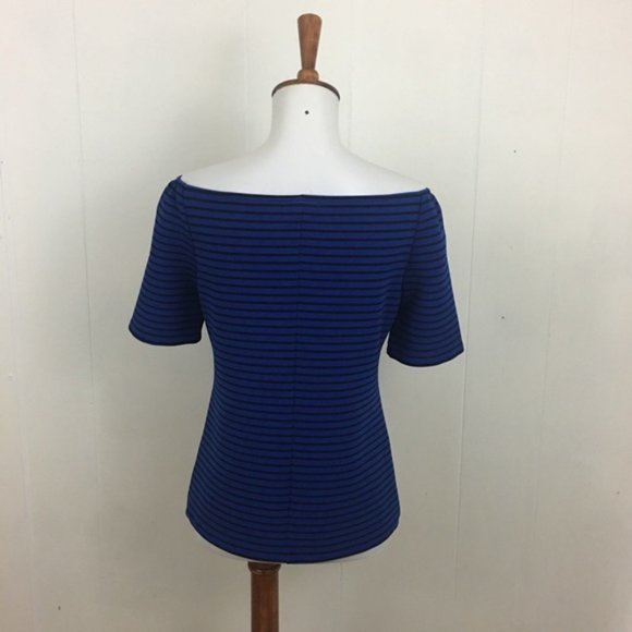 Halogen Off Shoulder Striped Short Sleeve Top - Picture 4 of 6